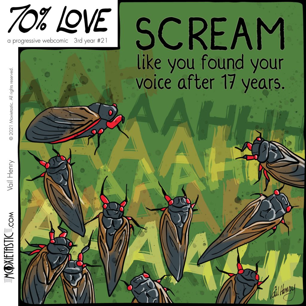 A congregation of cicadas screaming.
